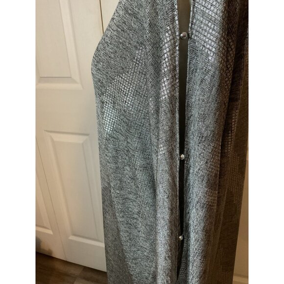 Ruby Rd Silver Open Slit Sleeve Long Sleeve Top Blouse Size Large - Picture 4 of 6